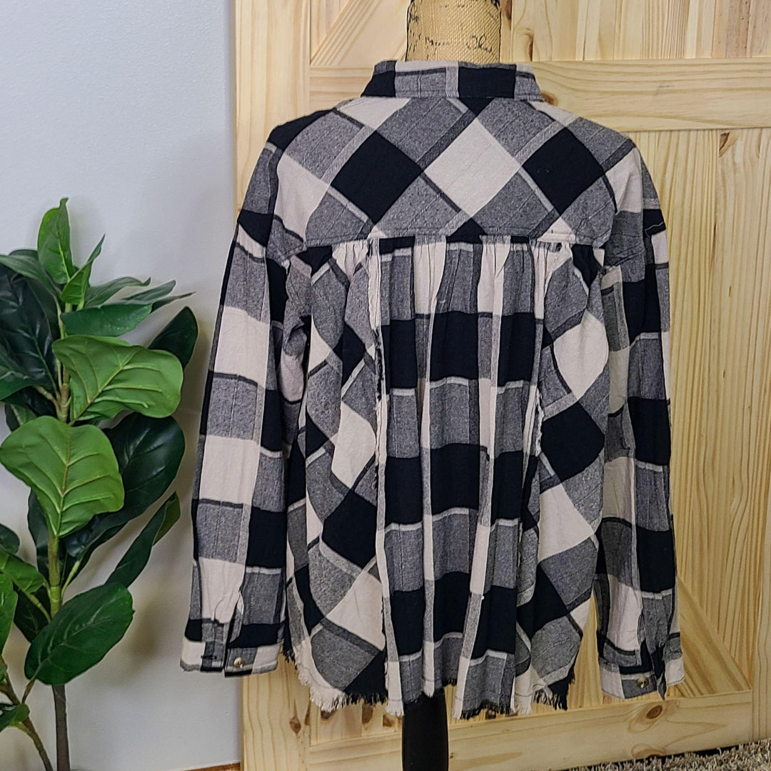 Plaid Yarn Dye Linen Top