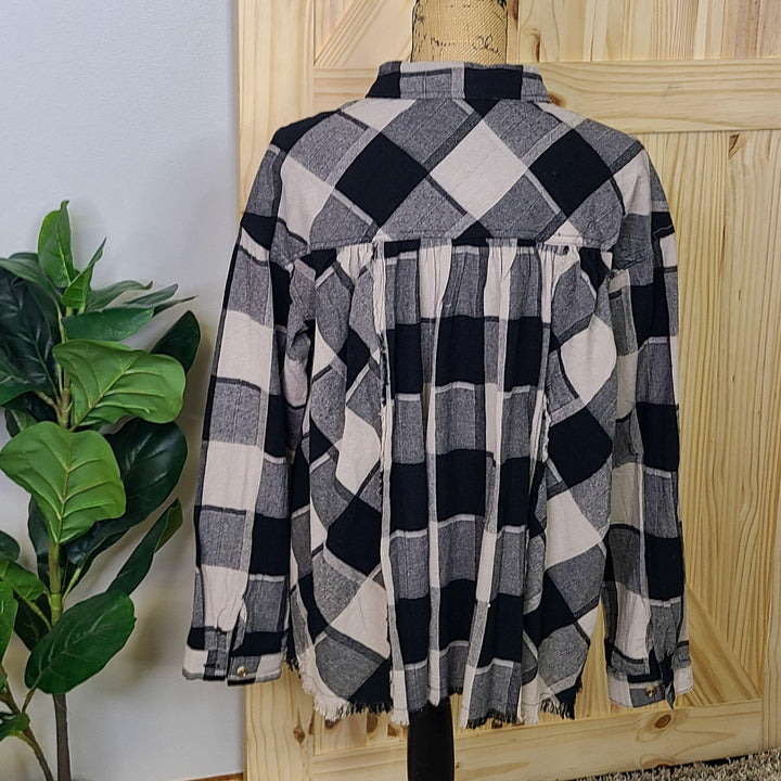 Plaid Yarn Dye Linen Top