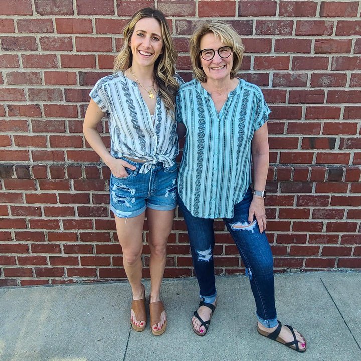 Lightweight Button Up w/ Aztec Print