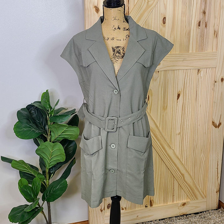 Button Up Dress w/ Belt