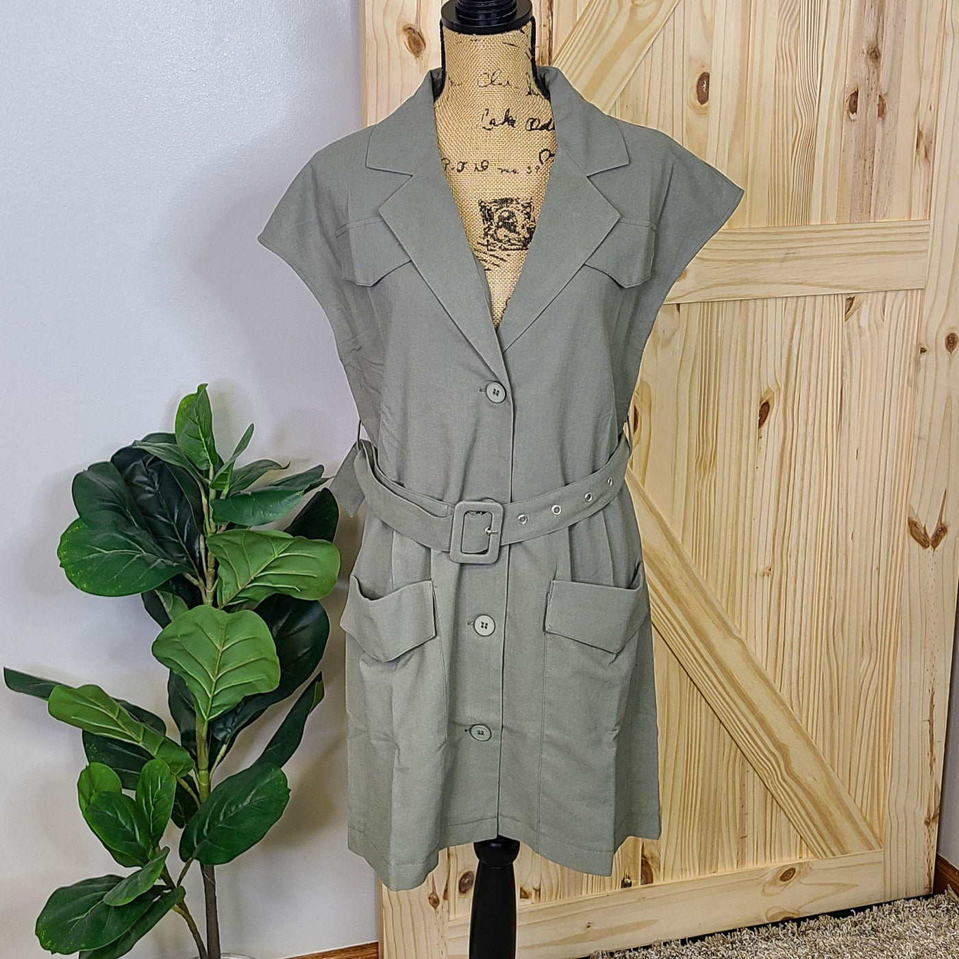 Button Up Dress w/ Belt