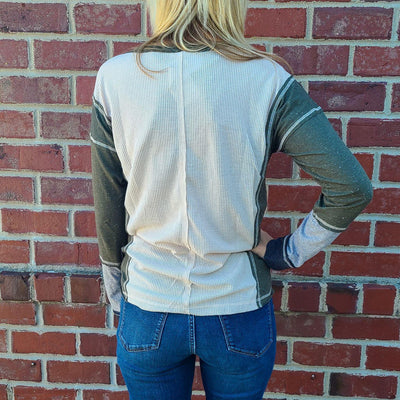Color Block Wide Neck Henly Top