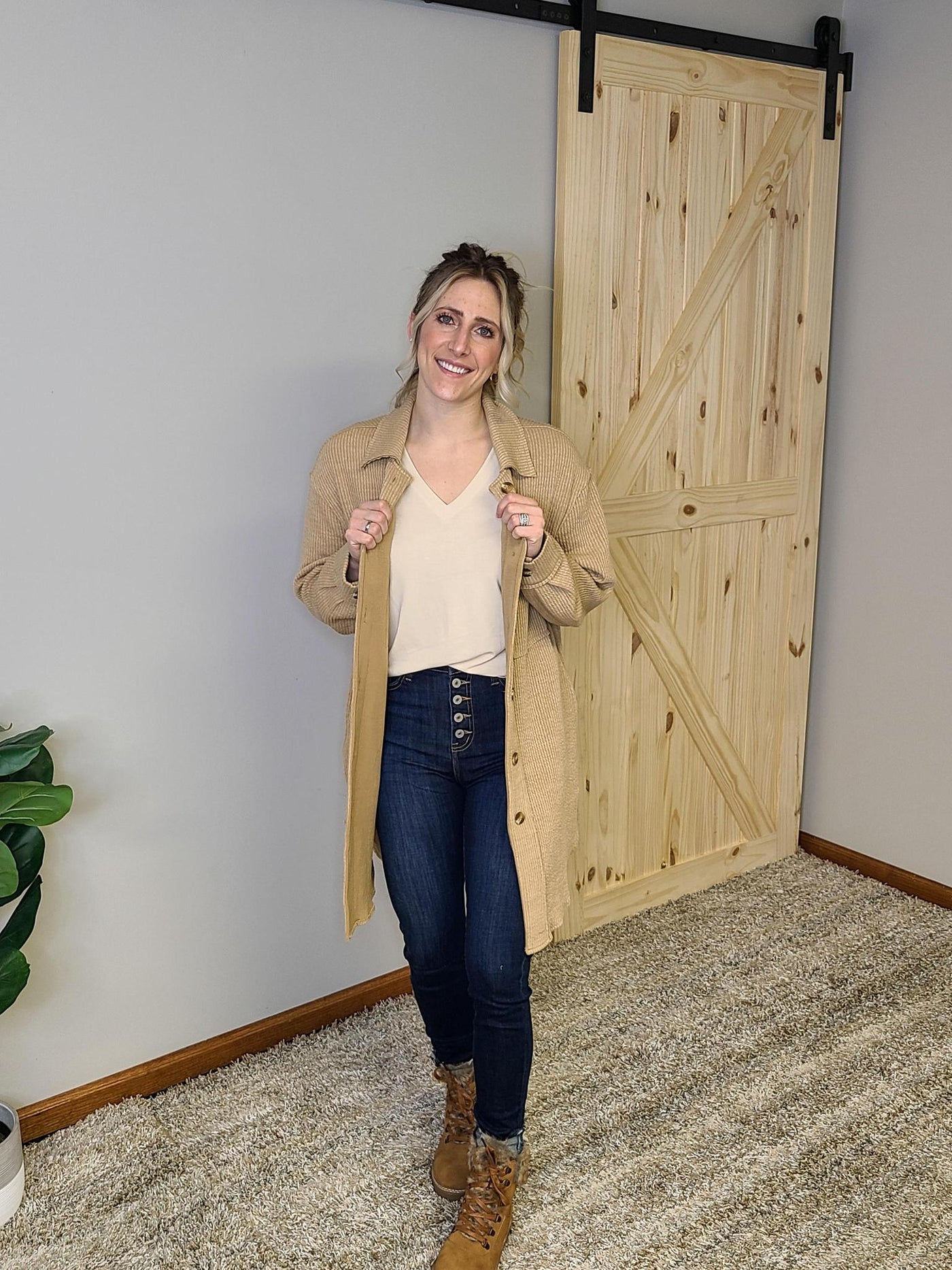 Rib Knit Shacket w/ Side Seam Pockets