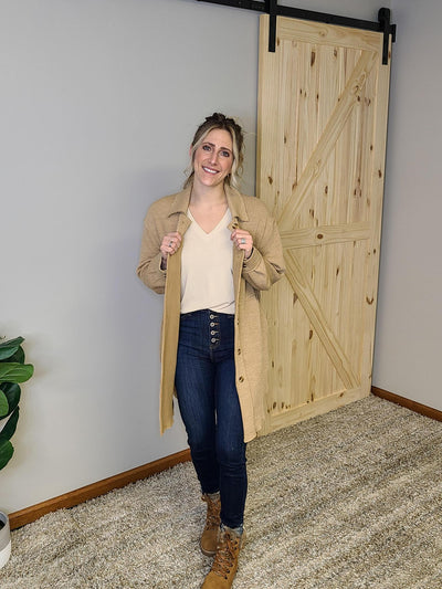 Rib Knit Shacket w/ Side Seam Pockets