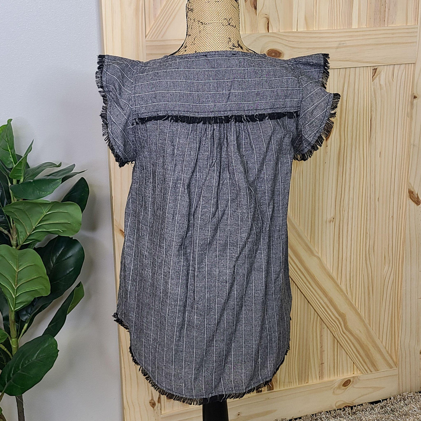 Frayed Chambray Top