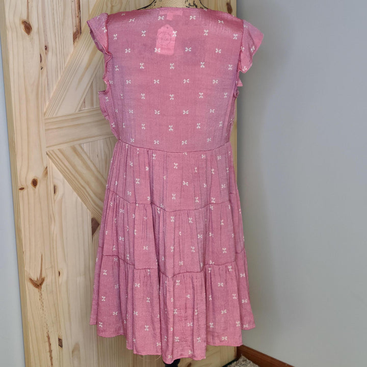 Ribbon Print Button Up Dress
