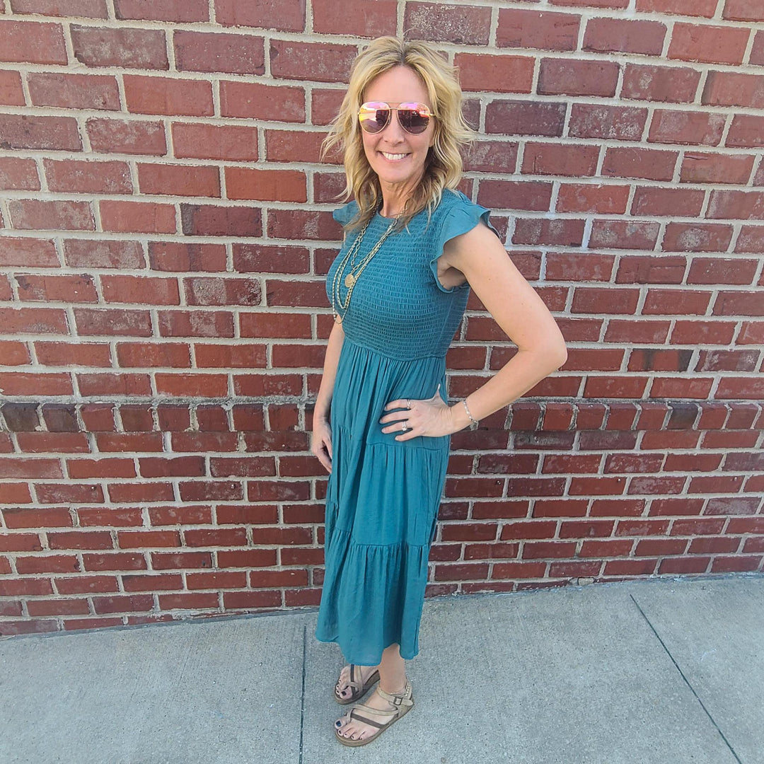 Smocked Tiered Midi Dress