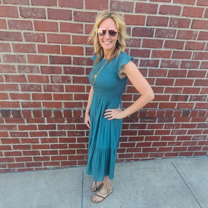 Smocked Tiered Midi Dress