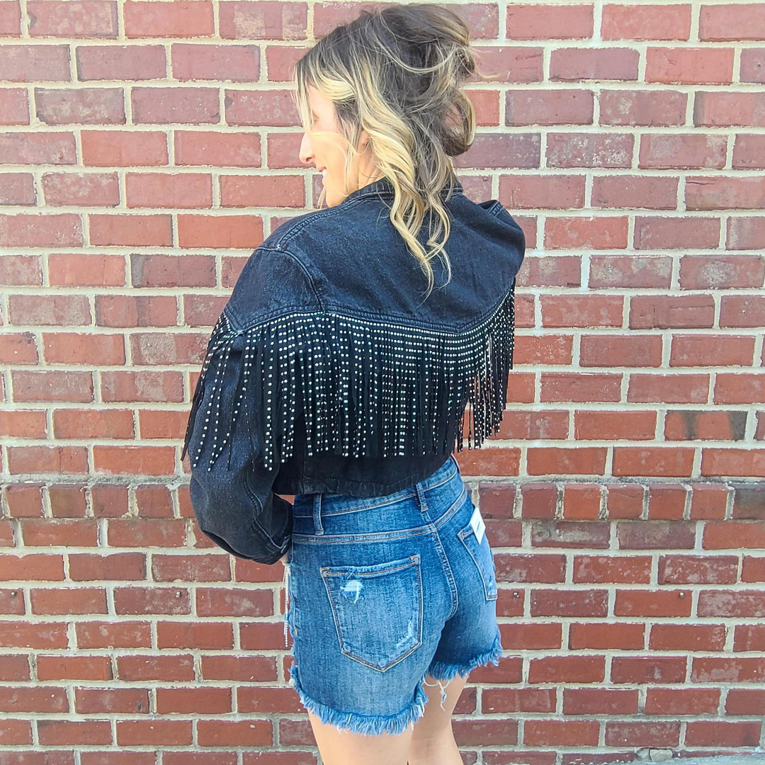 High Rise Rhinestone Shorts