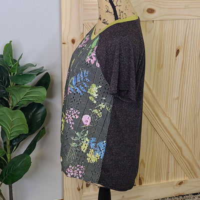 Tie Front Printed Lace Top