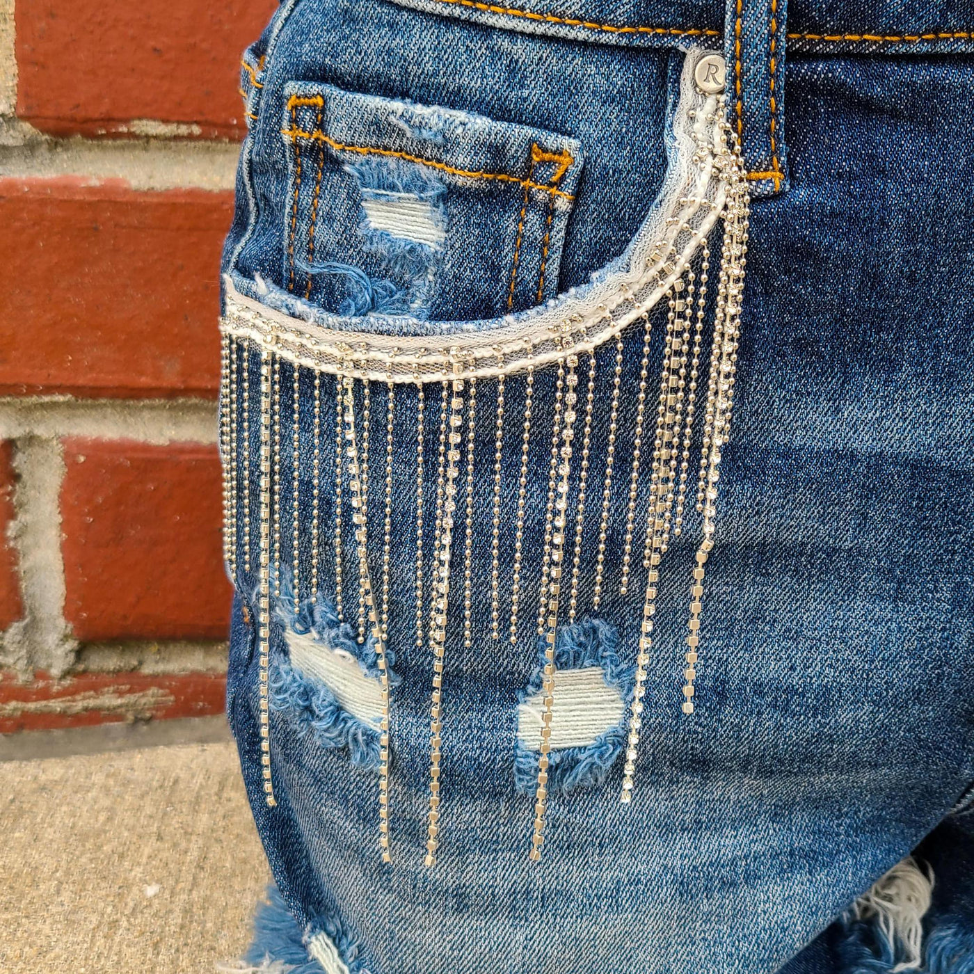High Rise Rhinestone Shorts