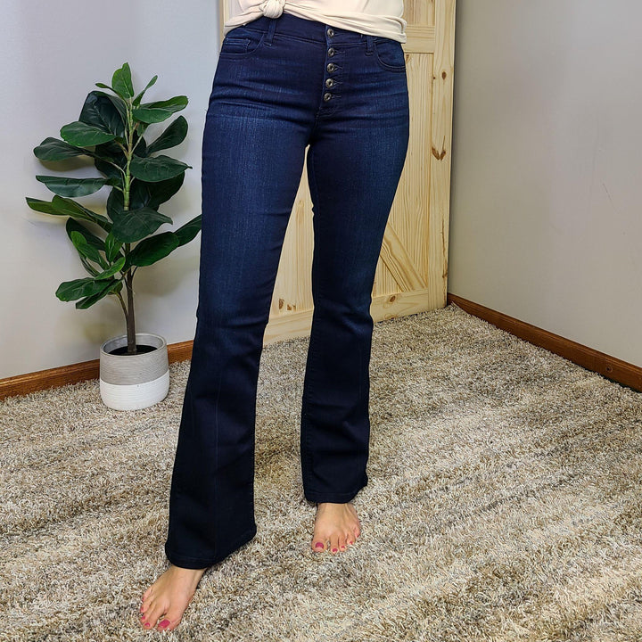 Sneak Peek Dark Wash Mid-Rise Boot Cut