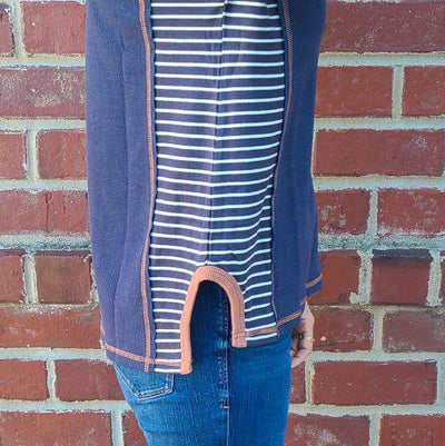 Stripe Mixed Thermal Turtle Neck