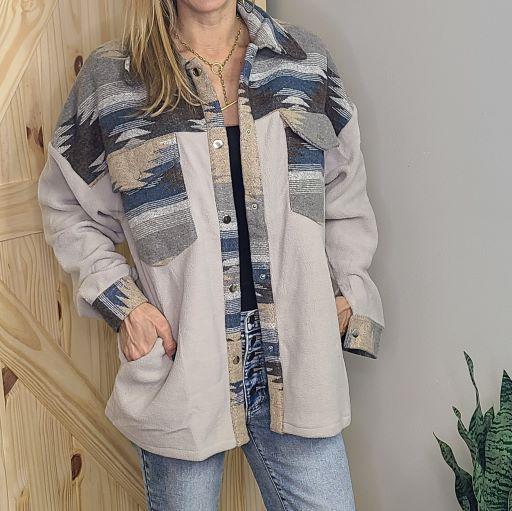 Flo Shacket in Aztec Blue