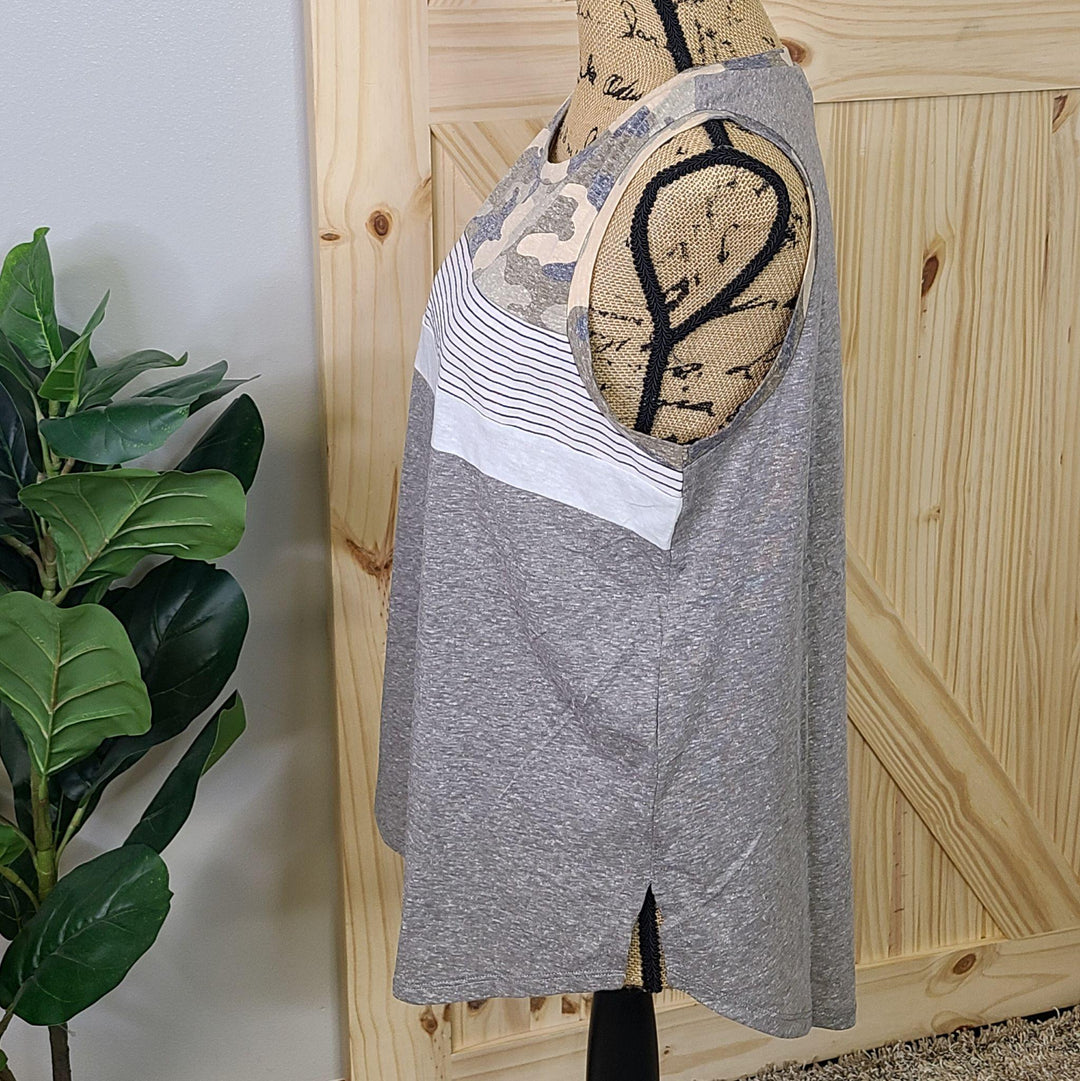Mixed Print Camo Tank Top