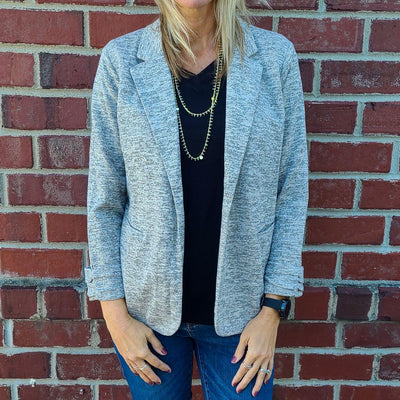 Knit Blazer w/ Sleeve Shirring Detail