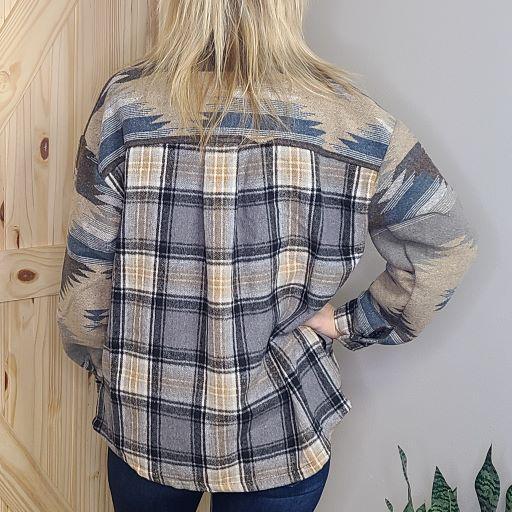 Sanaja Shacket in Aztec Blue