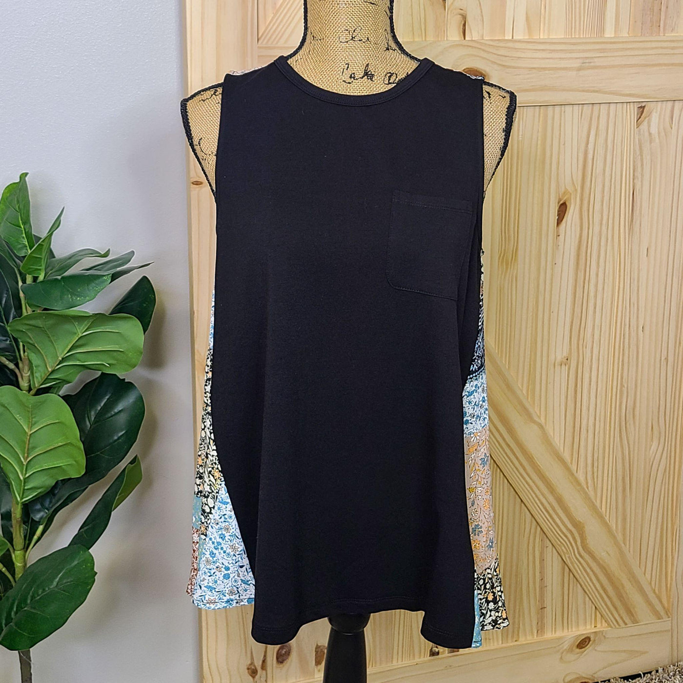 Patch Work Printed Back Top