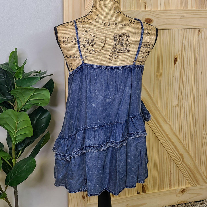 Washed Cambray Tank w/ Casual Ruffle