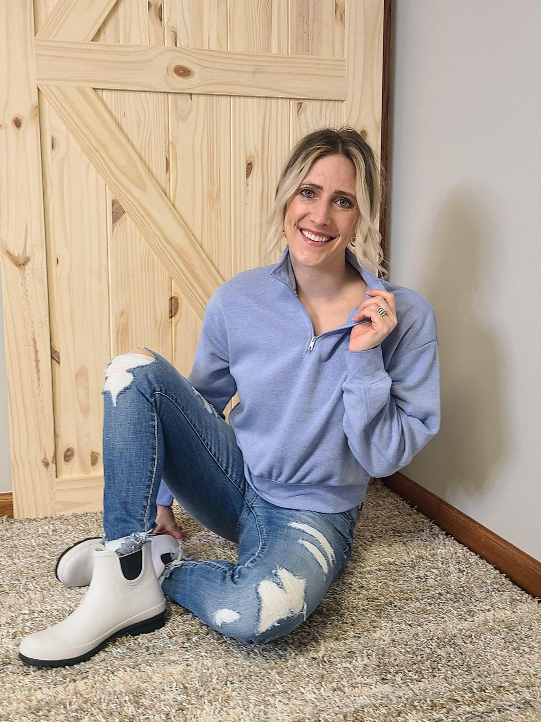 Soft Cropped Quarter Zip Sweatshirt
