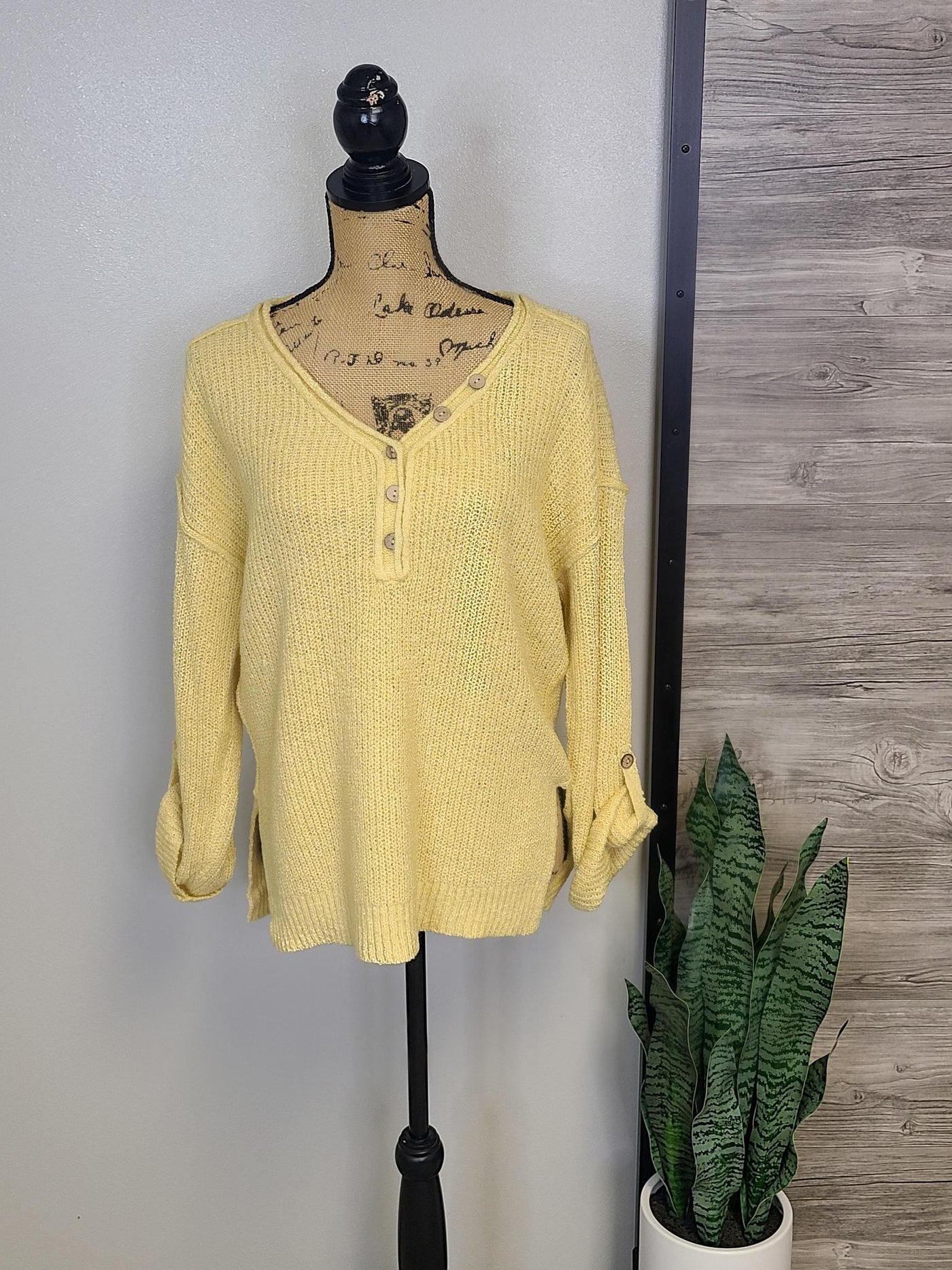 V-Neck Sweater w/ Cuffed Sleeves