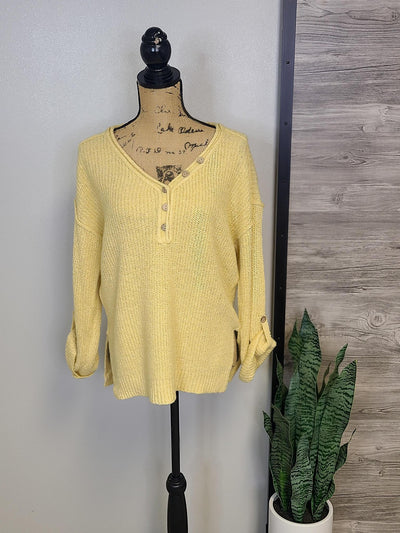 V-Neck Sweater w/ Cuffed Sleeves