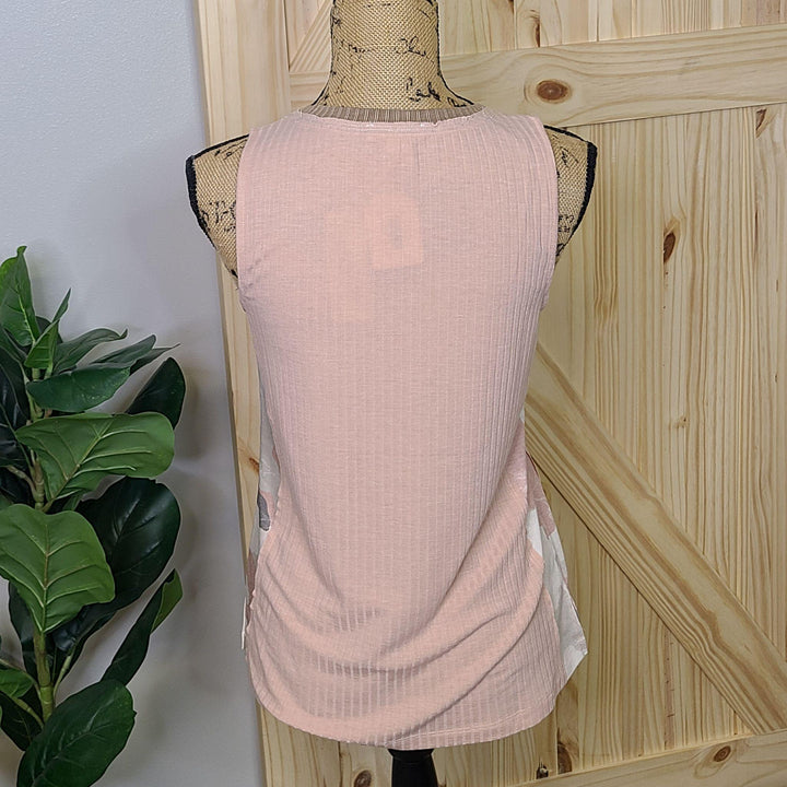 Camo Contrast Ribbed Sleeveless Top
