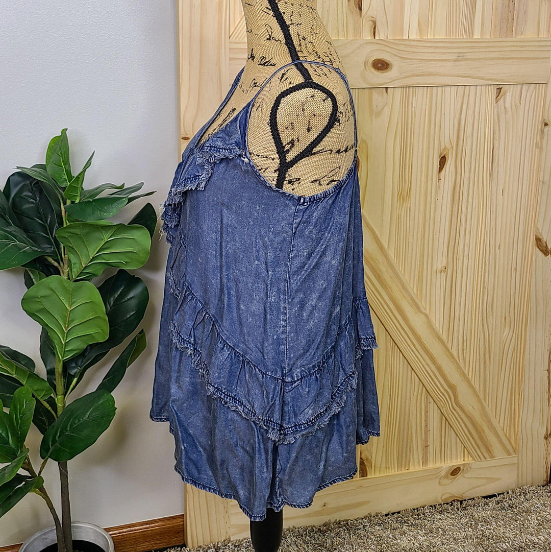 Washed Cambray Tank w/ Casual Ruffle