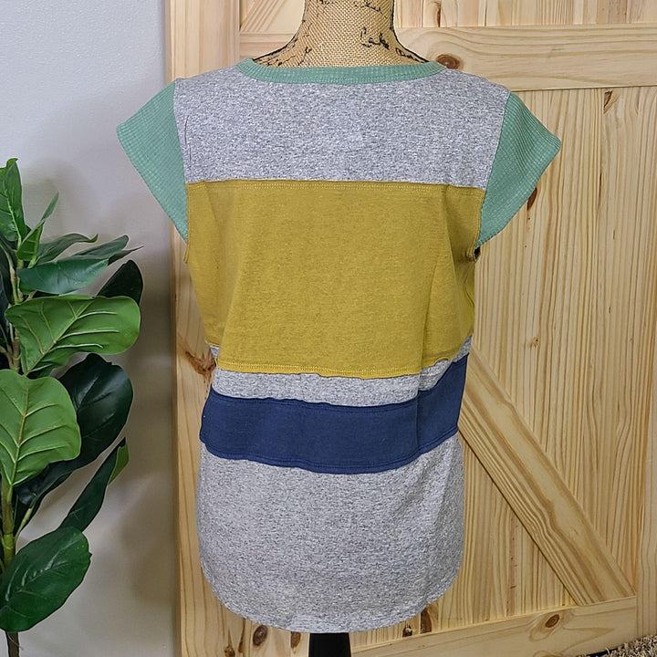 Color Block Cap Sleeve Boxy Tee