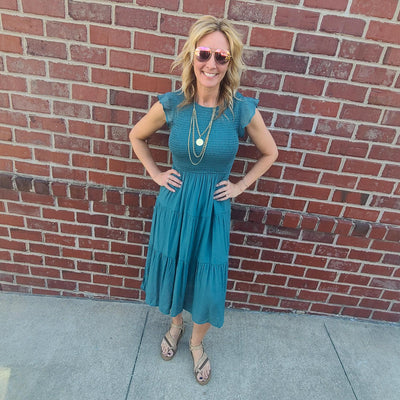 Smocked Tiered Midi Dress