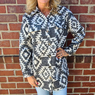 Aztec Print Pocket Coat