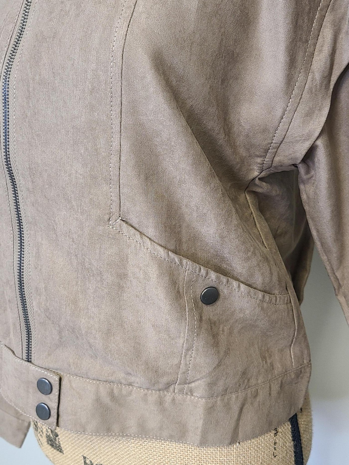 Zip Up Jacket w/ Button Detail