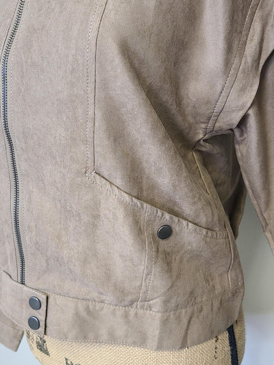 Zip Up Jacket w/ Button Detail