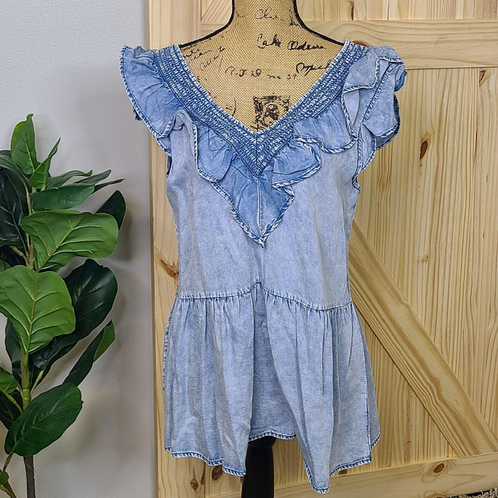 Denim Ruffle Top