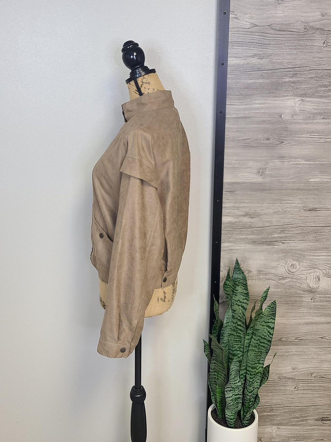 Zip Up Jacket w/ Button Detail