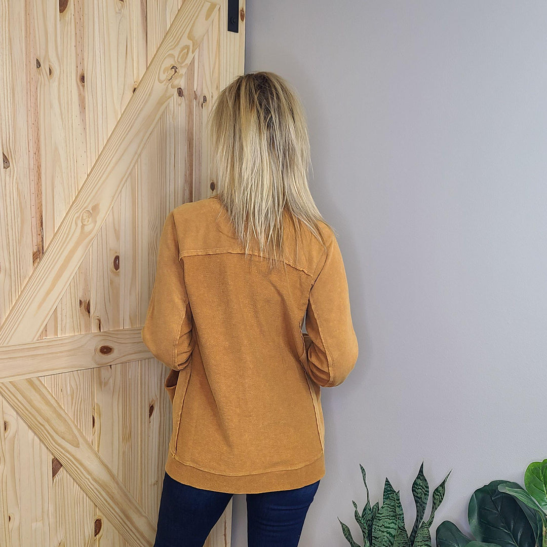 Washed Oversized Pocket Front Cardigan