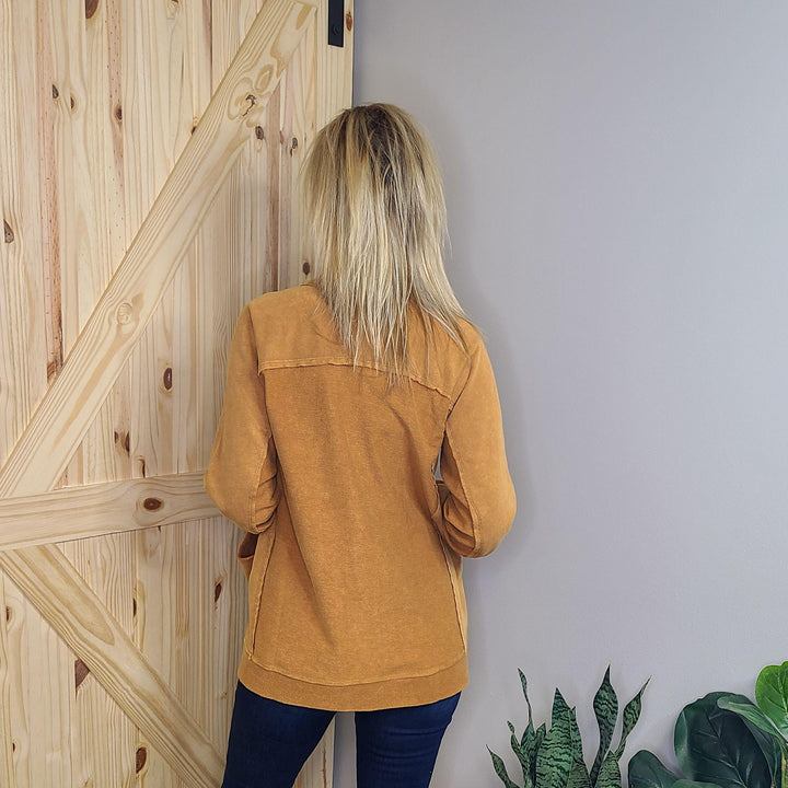 Washed Oversized Pocket Front Cardigan