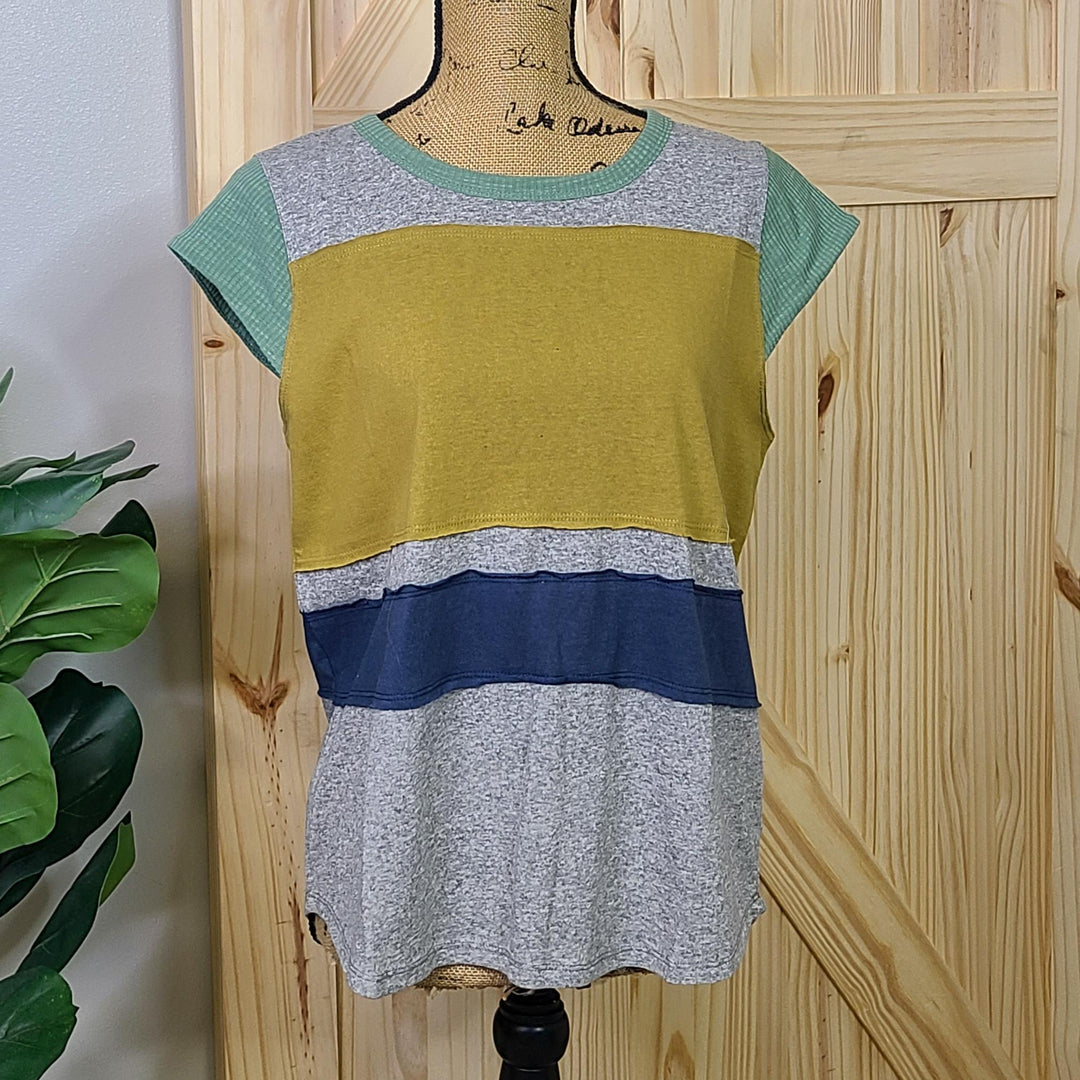Color Block Cap Sleeve Boxy Tee