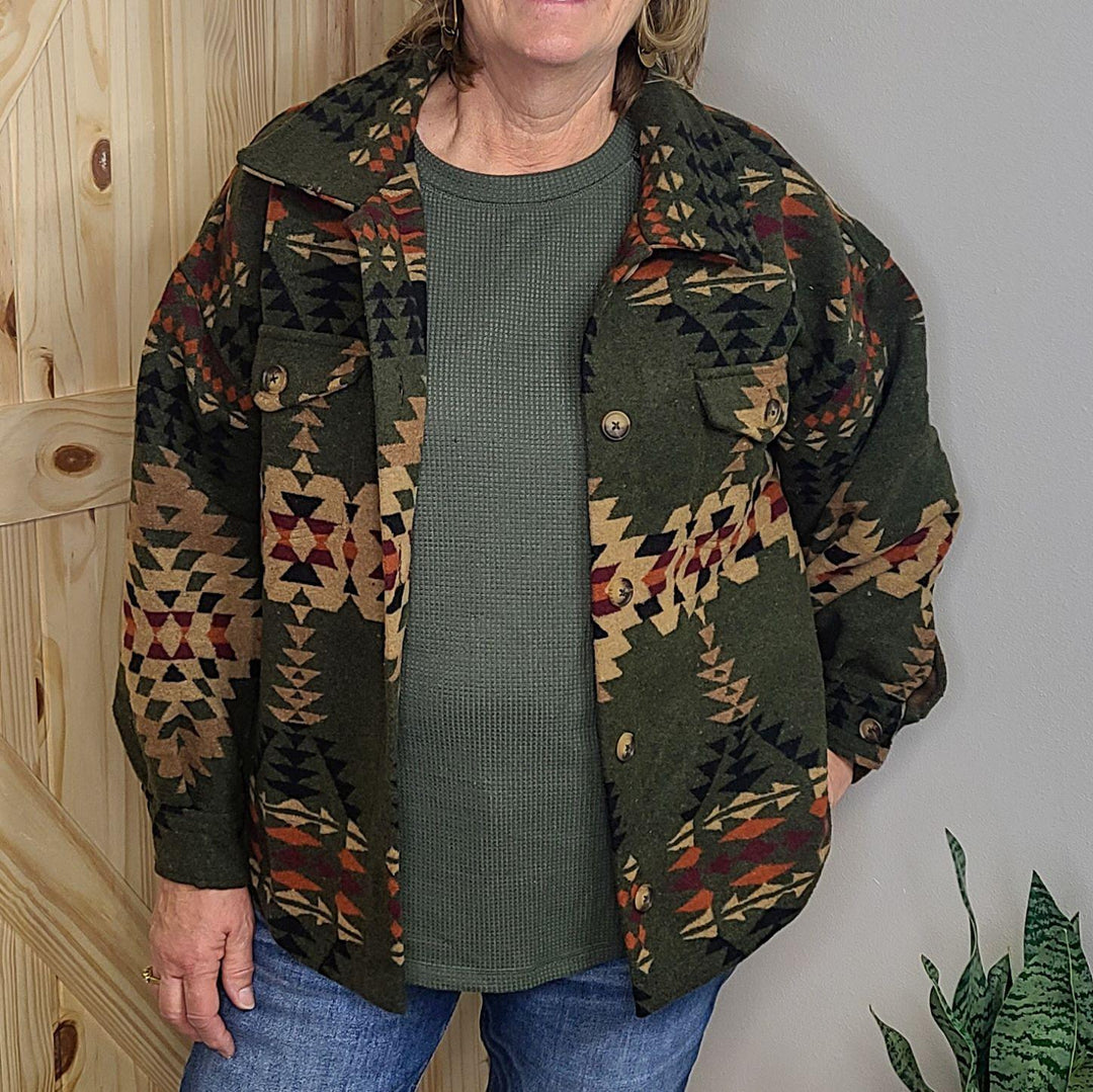 Button Up Aztec Print Jacket