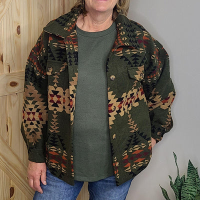 Button Up Aztec Print Jacket