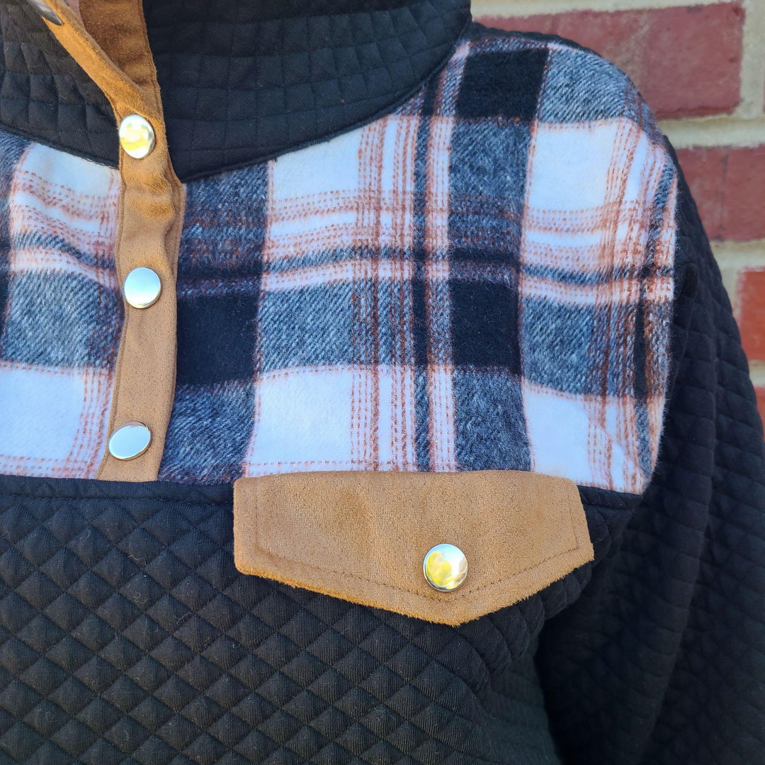 Quilted Snap Button Pullover Top