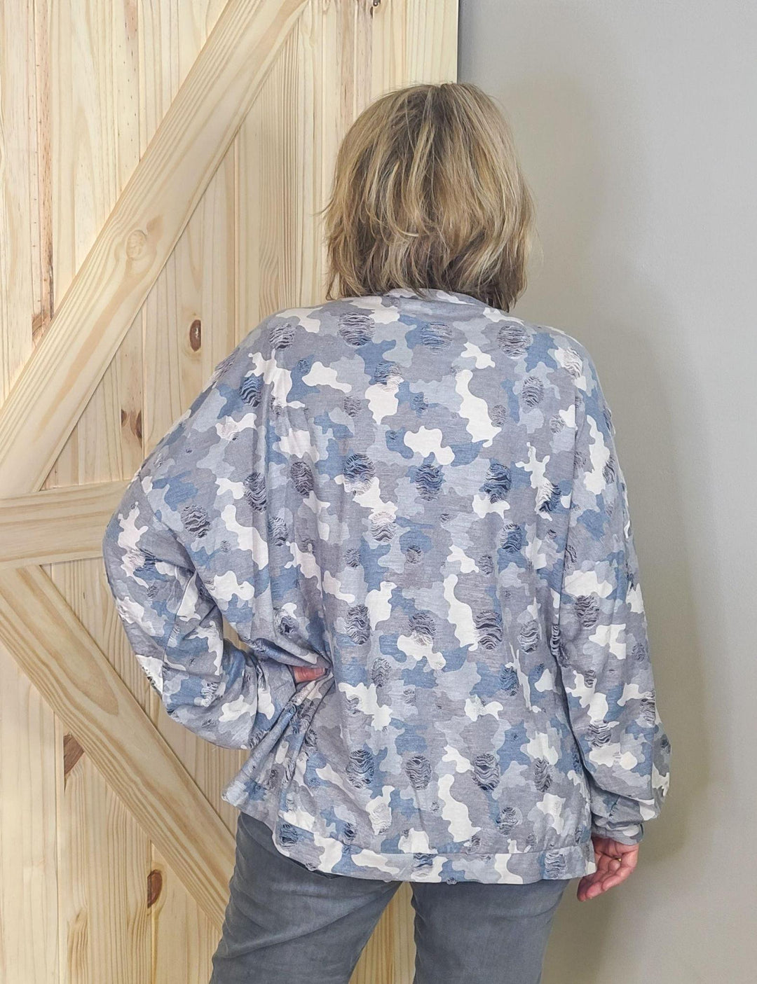 Distressed Printed Top