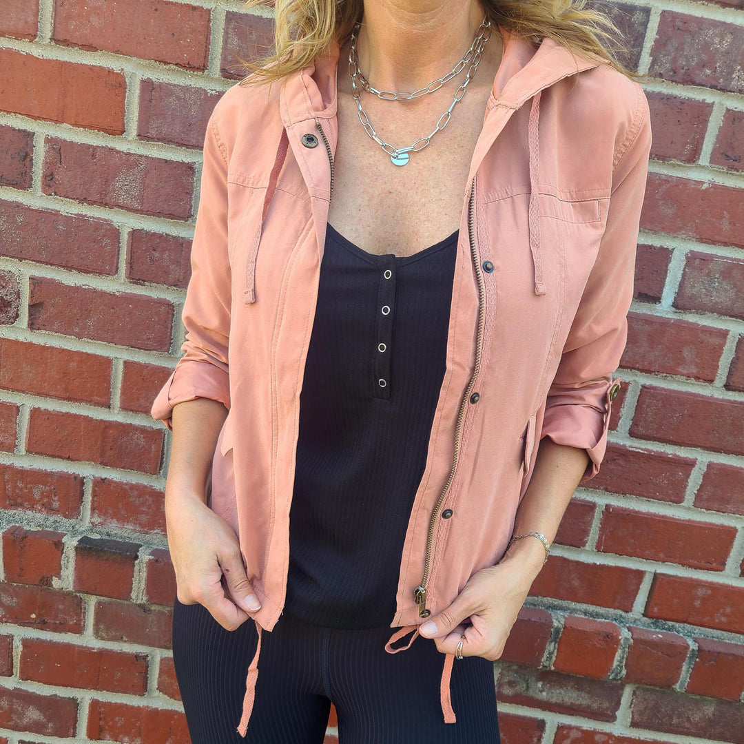 Snap Button Zip Up Hoodie
