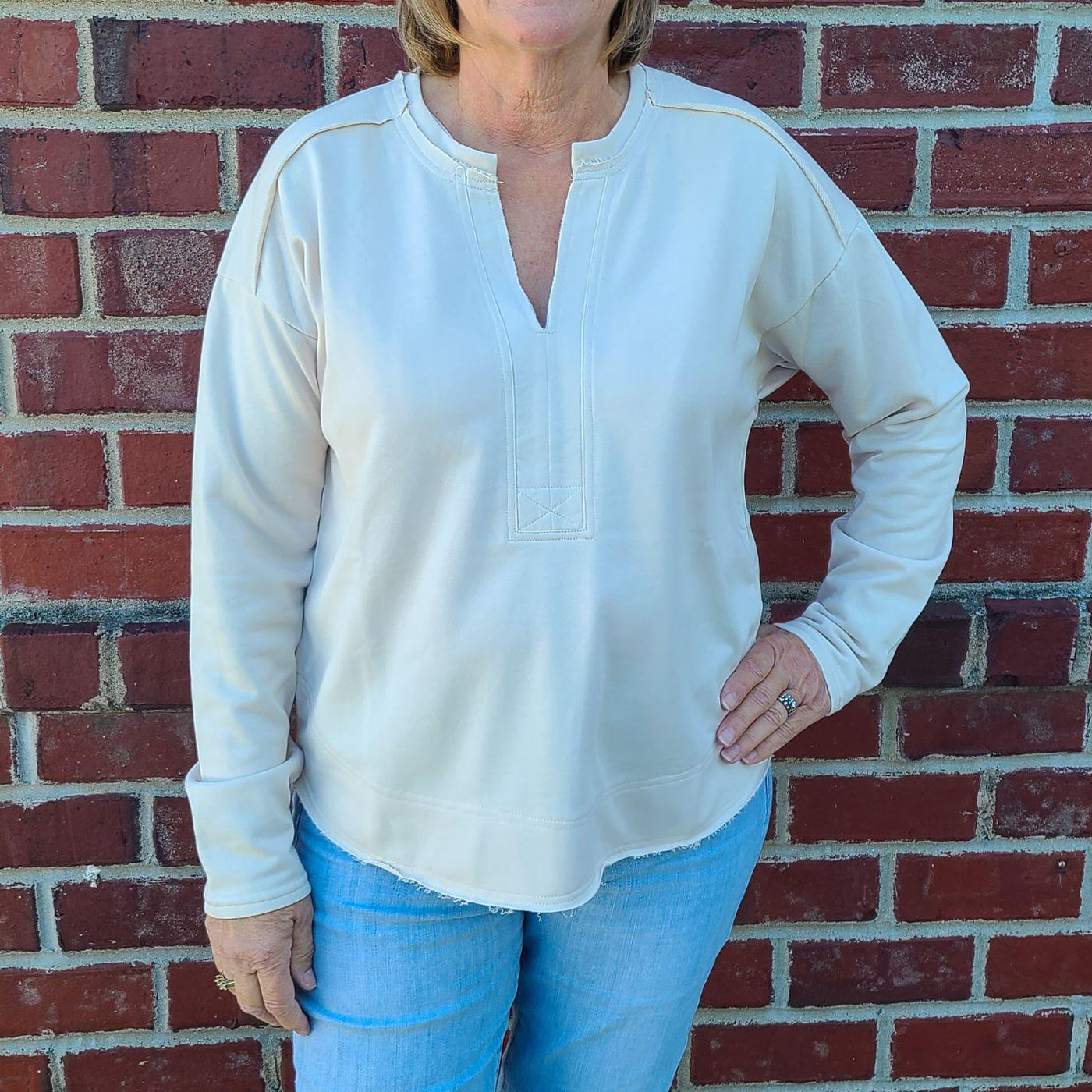 Lightweight V-Neck Sweatshirt