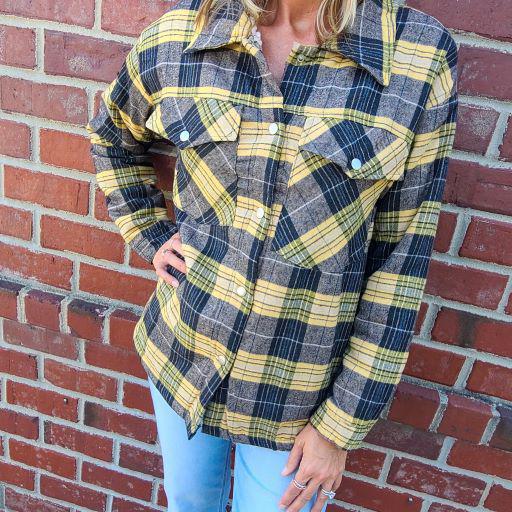 Inside Faux Fur Button Down Plaid Shirt