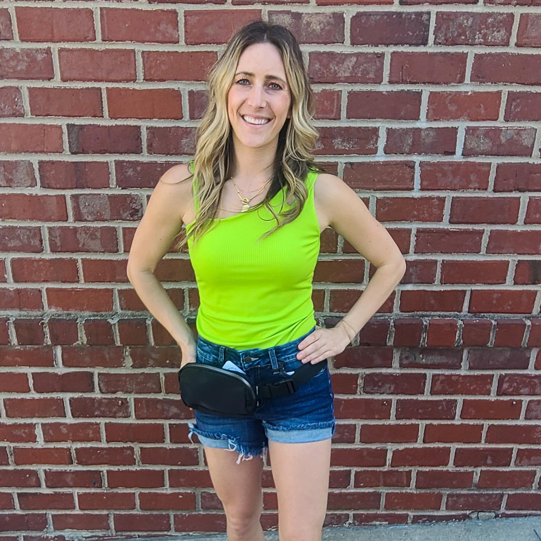Bright Tank w/ Contrasting Shoulder Straps