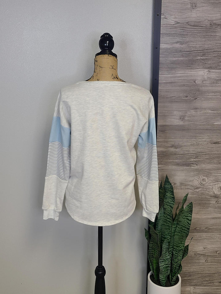 Denim Contrast Mixed Stripe Pullover