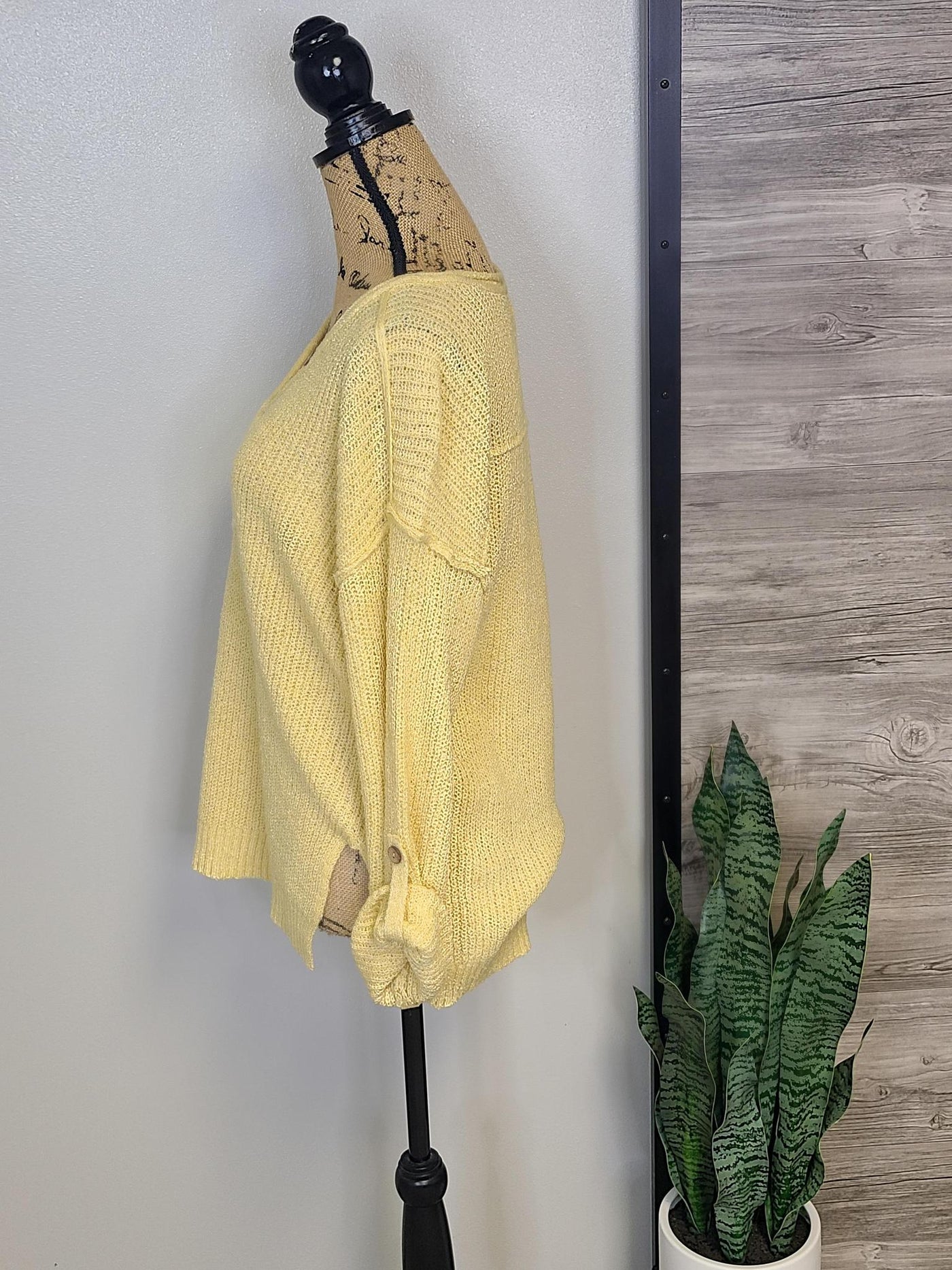 V-Neck Sweater w/ Cuffed Sleeves