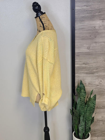 V-Neck Sweater w/ Cuffed Sleeves