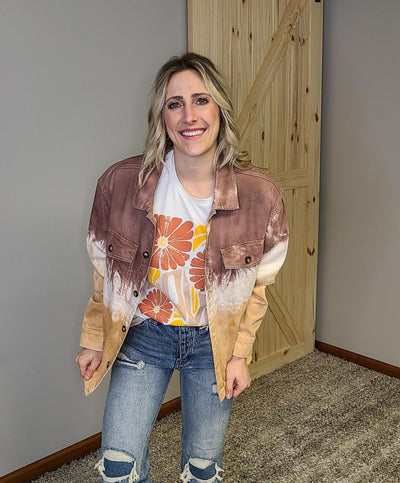 Tie Dye Washed Twill Button Jacket